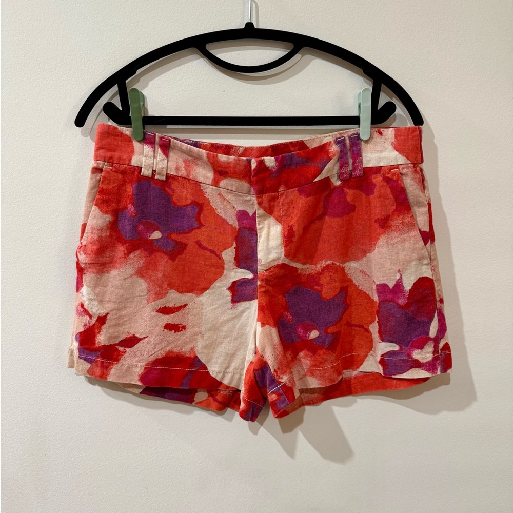 LOFT Red and Purple Floral Shorts